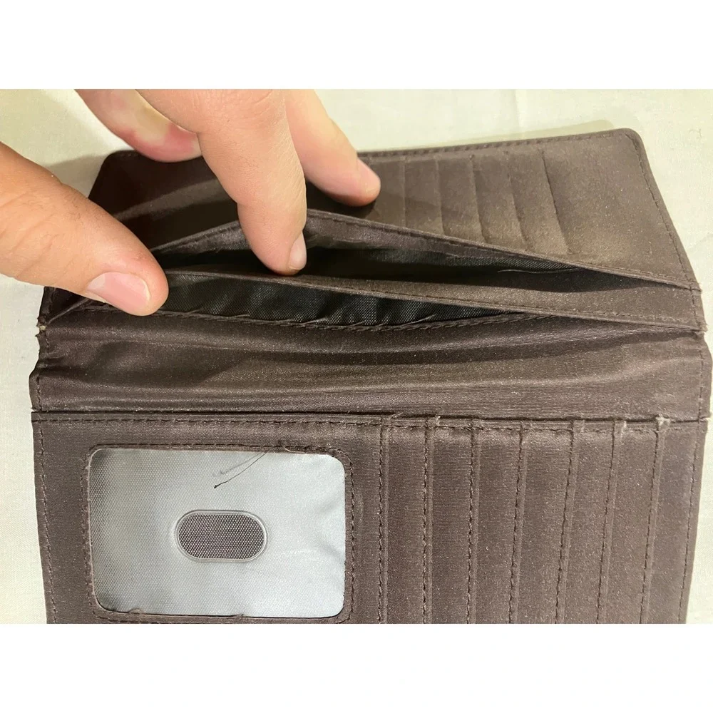 Guess Trifold Wallet Brown Monogram Canvas Snakeskin Gold Trim G‎ Logo Y2K Glam